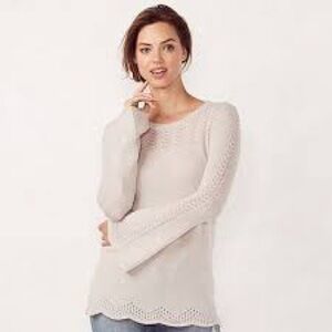 EUC Lauren Conrad Pointelle Crew Neck Sweater